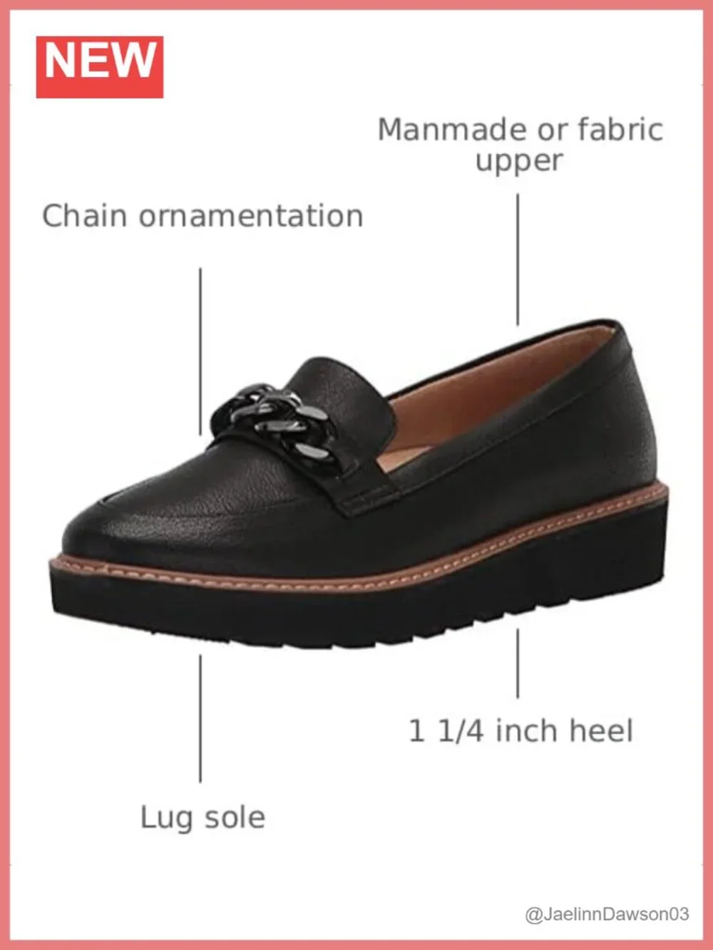 Naturalizer Emmal Lug Sole Slip-On Loafer Lightweight Chain Detail